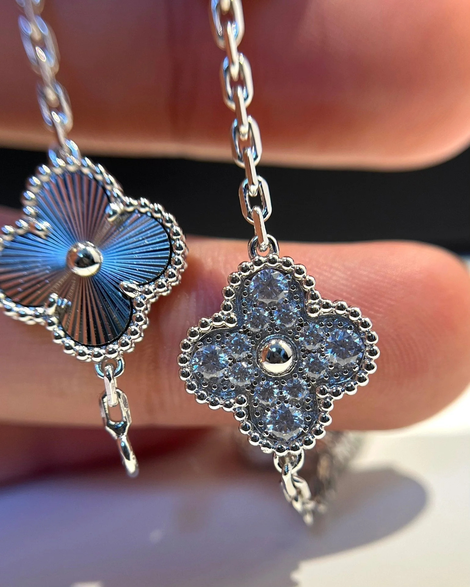 [VA]CLOVER 5 MOTIF SILVER DIAMOND BRACELET