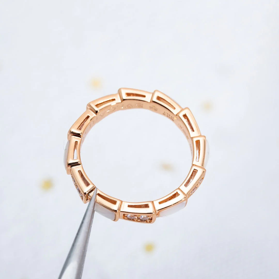[BV]SERPENTI RING PINK GOLD DIAMOND MOP 3MM