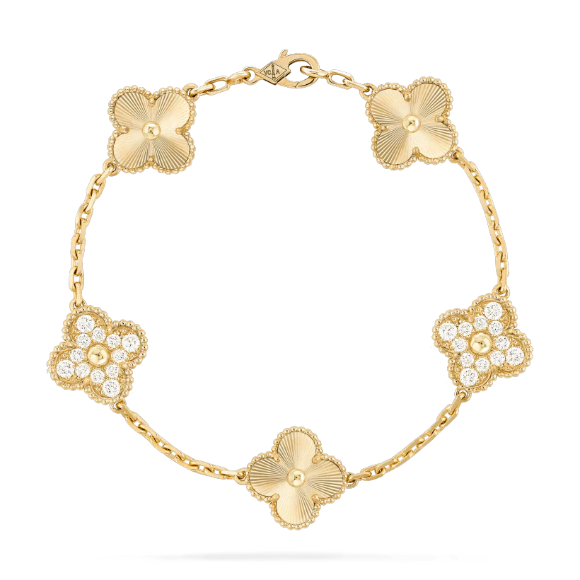 [VA]CLOVER BRACELET 5 MOTIFS GOLD DIAMOND