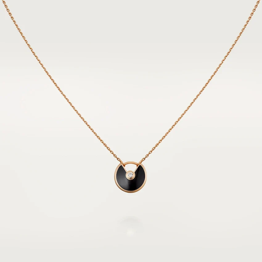 [CT]AMULETTE ROSE GOLD ONYX NECKLACE