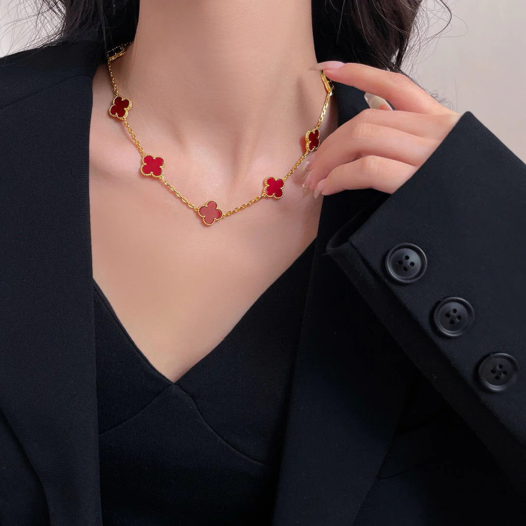 [VA]CLOVER 10 MOTIFS CARNELIAN NECKLACE