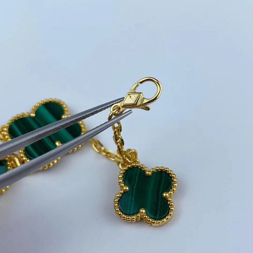 [VA]MAGIC CLOVER MALACHITE GOLD BRACELET 5 MOTIFS