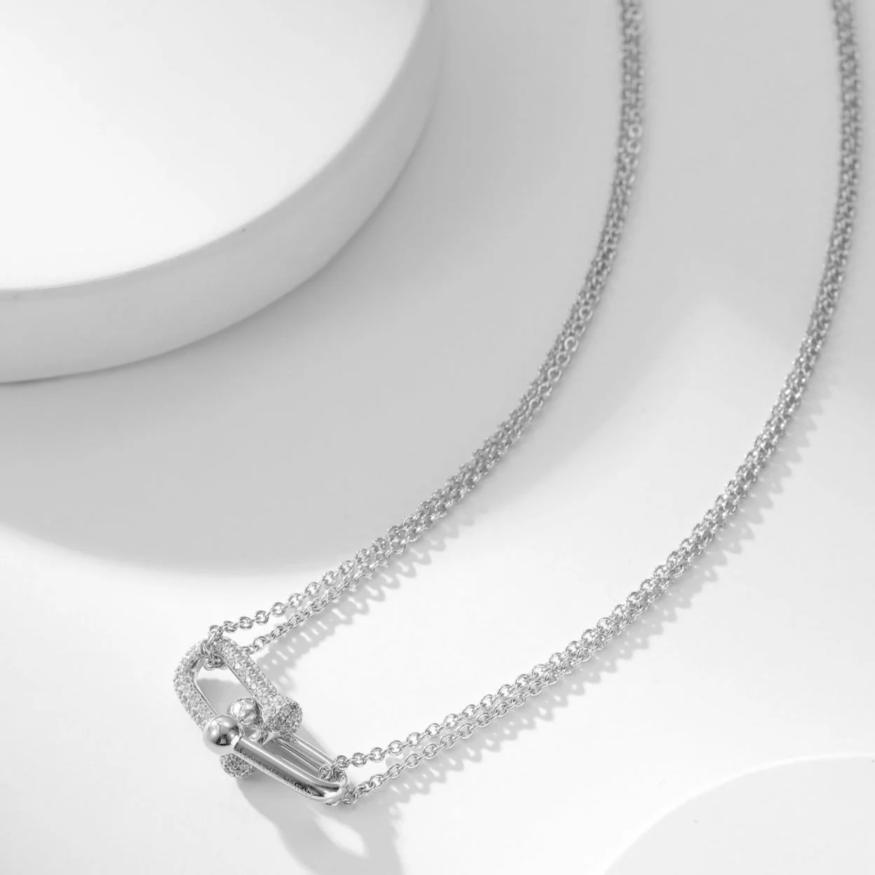 [TF]HARDWEAR DIAMOND PEDANT DOUBLE CHAIN NECKLACE