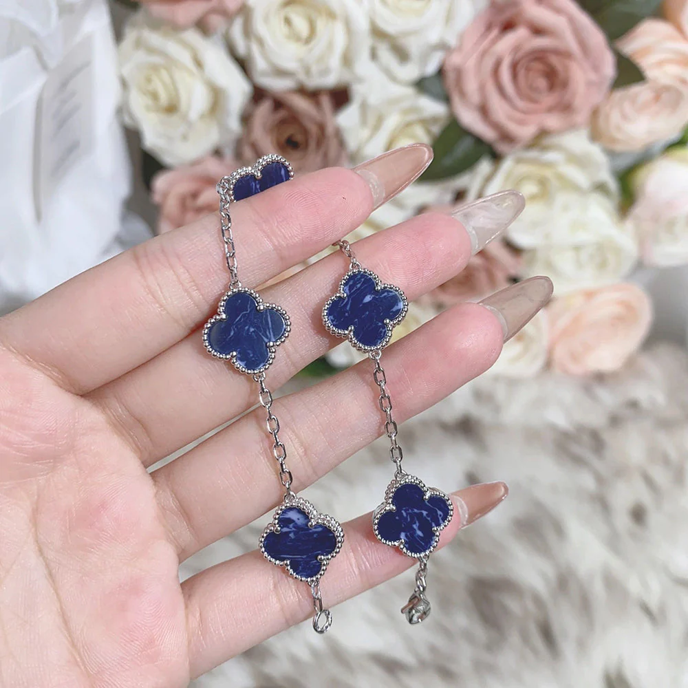 [VA]CLOVER 5 MOTIF PIETERSITE SILVER BRACELET