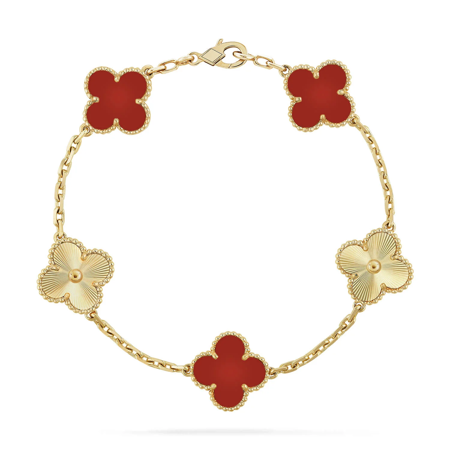 [VA]CLOVER  5 MOTIFS CARNELIAN GOLD BRACELET