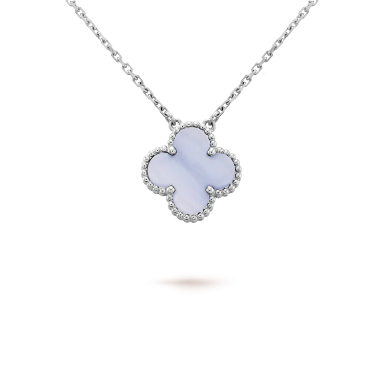 [VA]CLOVER 15MM BLUE CHALCEDONY NECKLACE SILVER