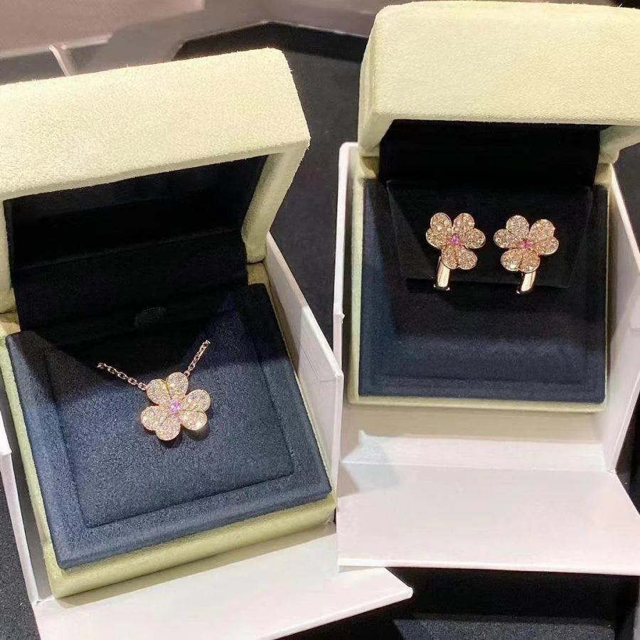 [VA]FRIVOLE PINK GOLD FLOWER DIAMOND EARRINGS