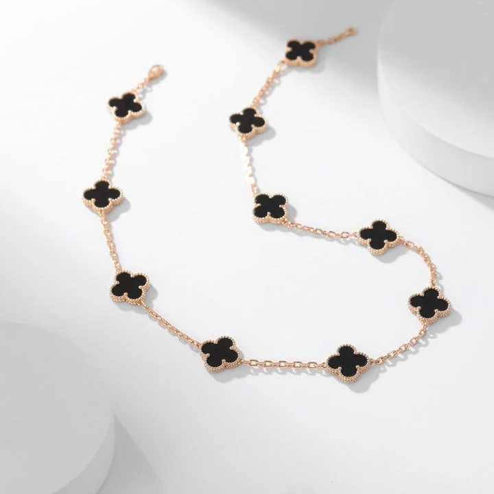 [VA]CLOVER 10 MOTIFS ONYX NECKLACE