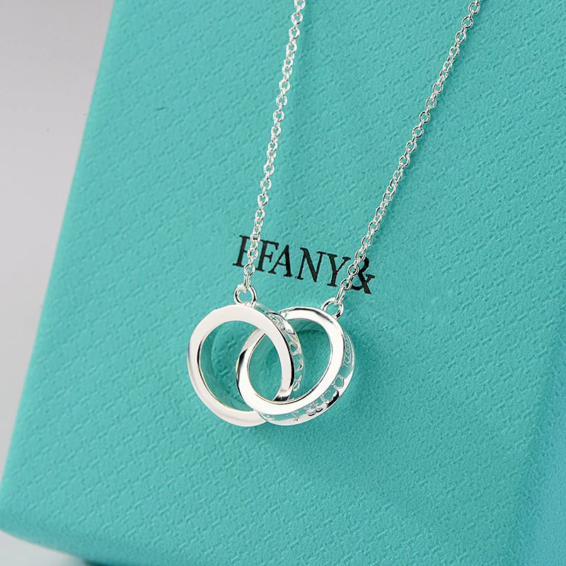 [TF]NECKLACE FEMALE DOUBLE RING DOUBLE CIRCLE COUPLE PENDANT