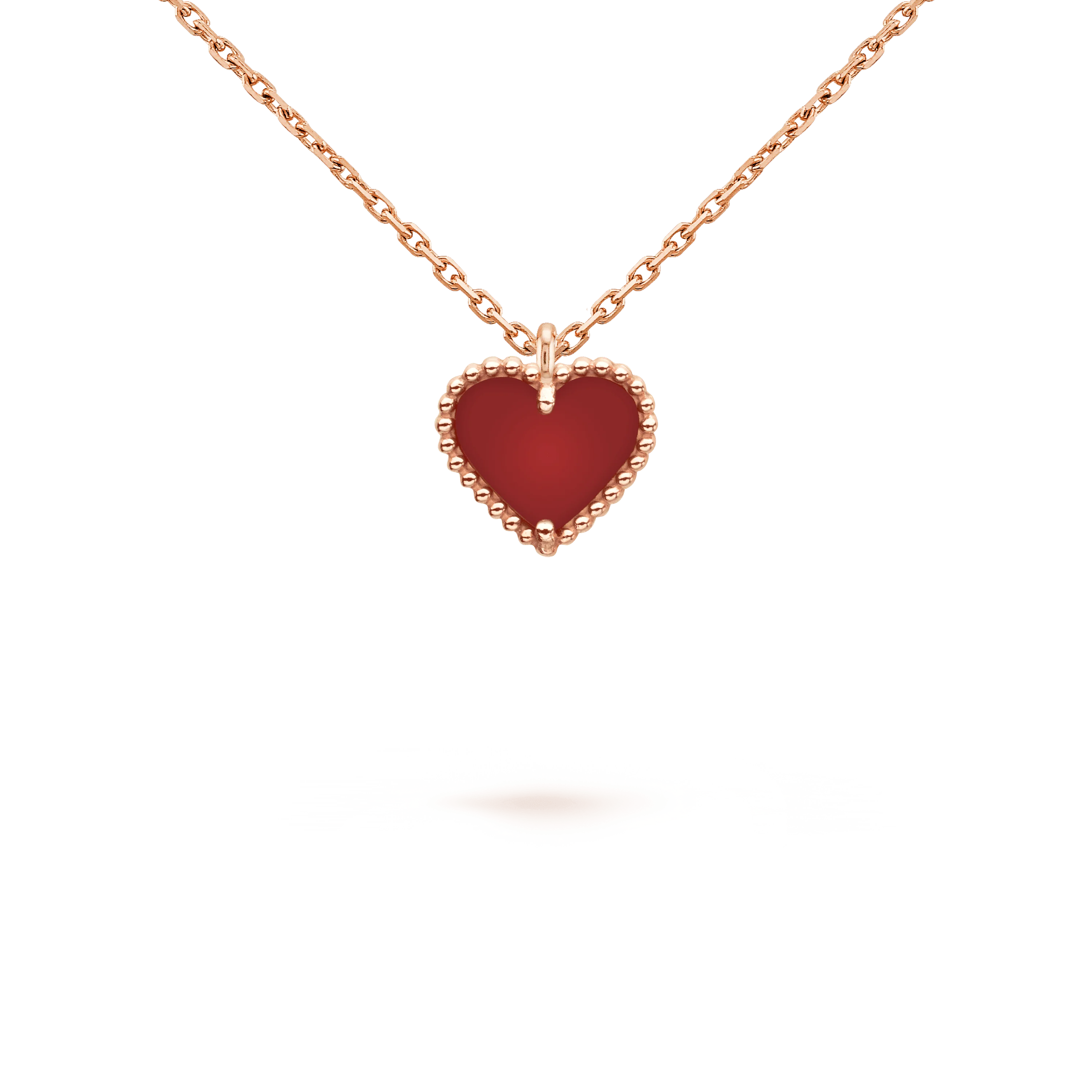 [VA]SWEET CLOVER CARNELIAN HEART NECKLACE