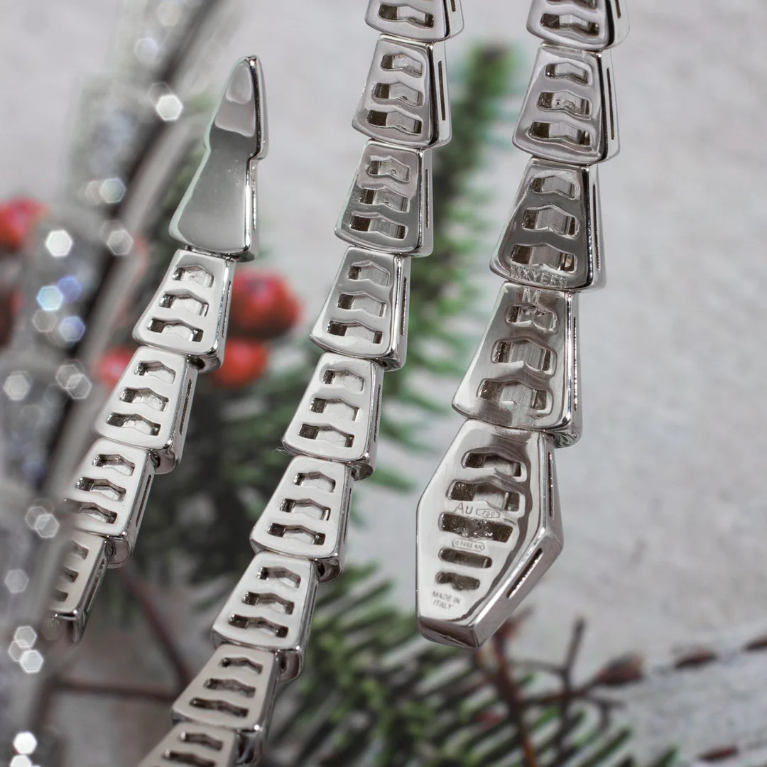 [BV]SERPENTI BRACELET SILVER DIAMOND DOUBLE ROW