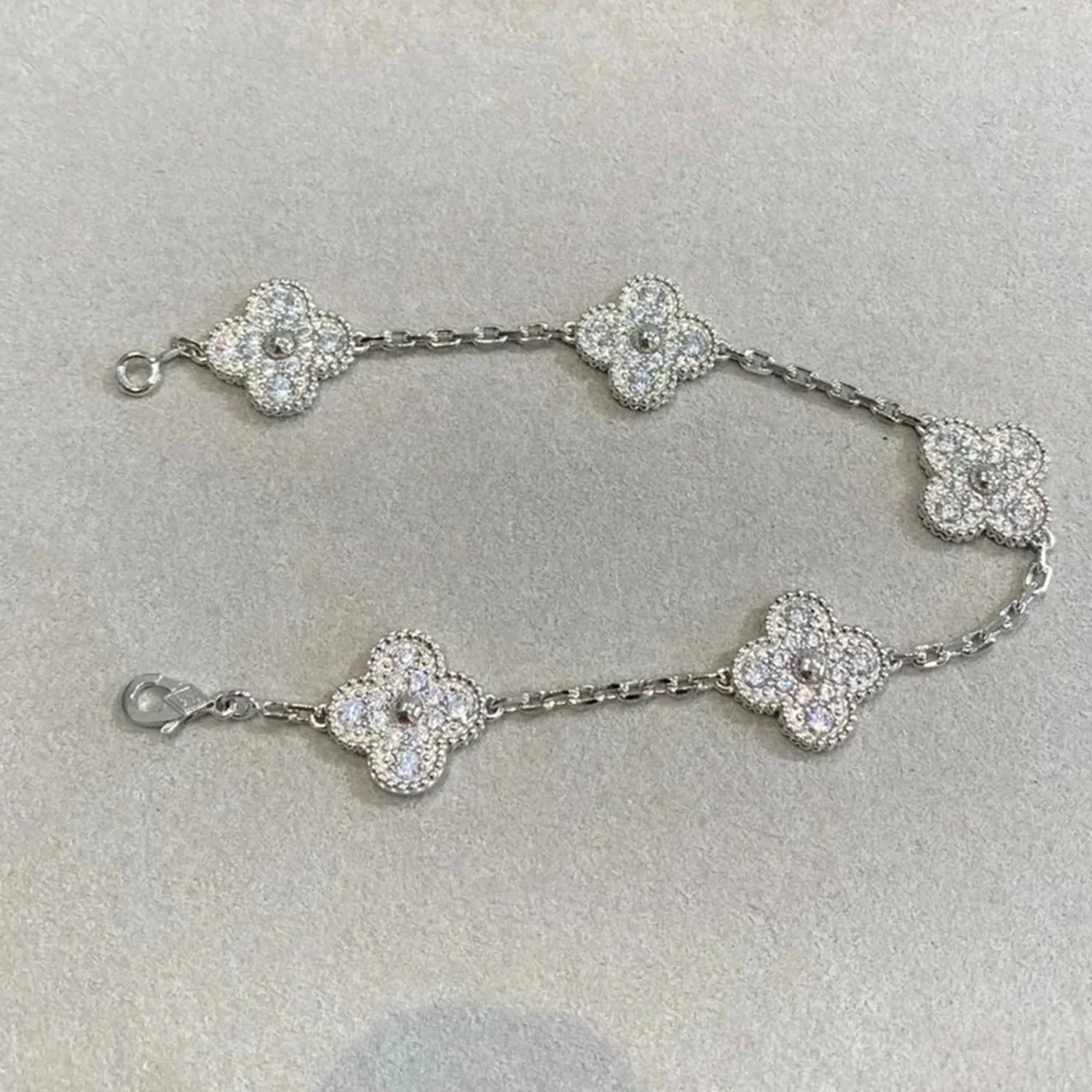 [VA]CLOVER 5 MOTIFS  DIAMOND BRACELET SILVER