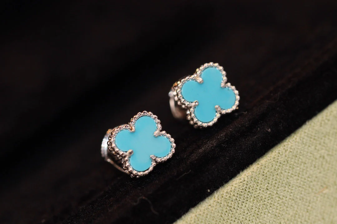 [VA]CLOVER MINI TURQUOISE SILVER STUD EARRINGS