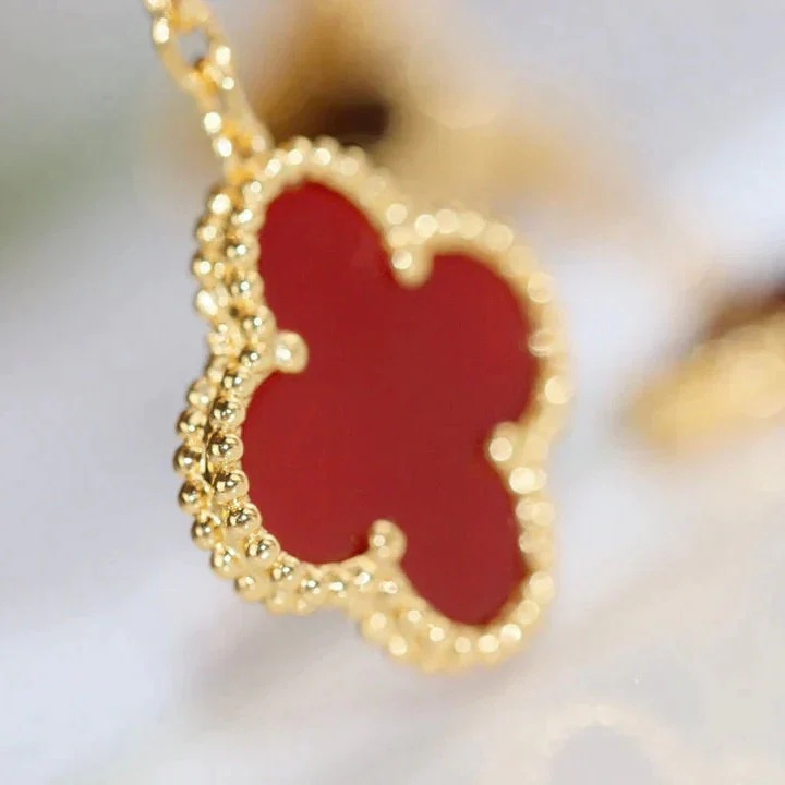 [VA]CLOVER  2 MOTIF  TIGER EYE CARNELIAN EARRINGS