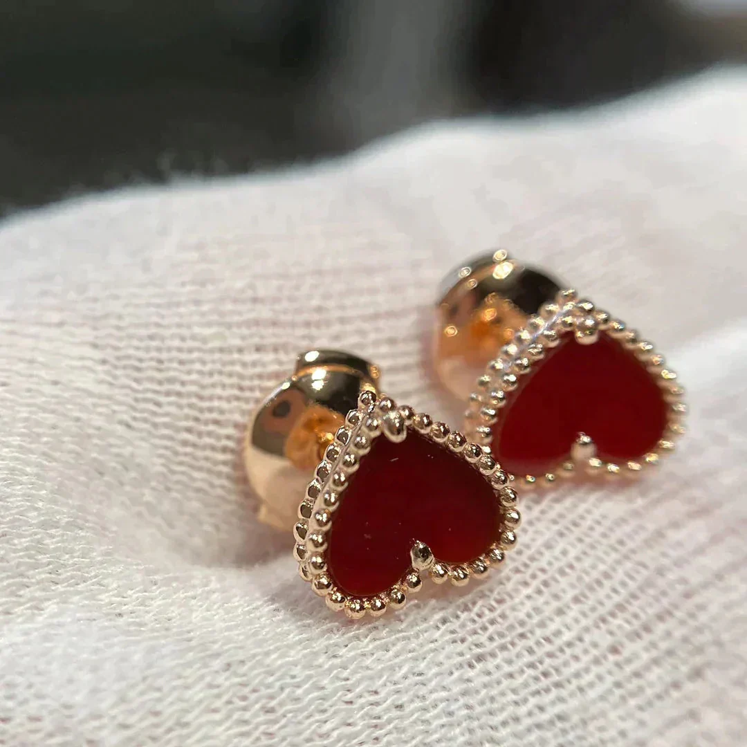 [VA]HEART CARNELIAN STUD EARRINGS