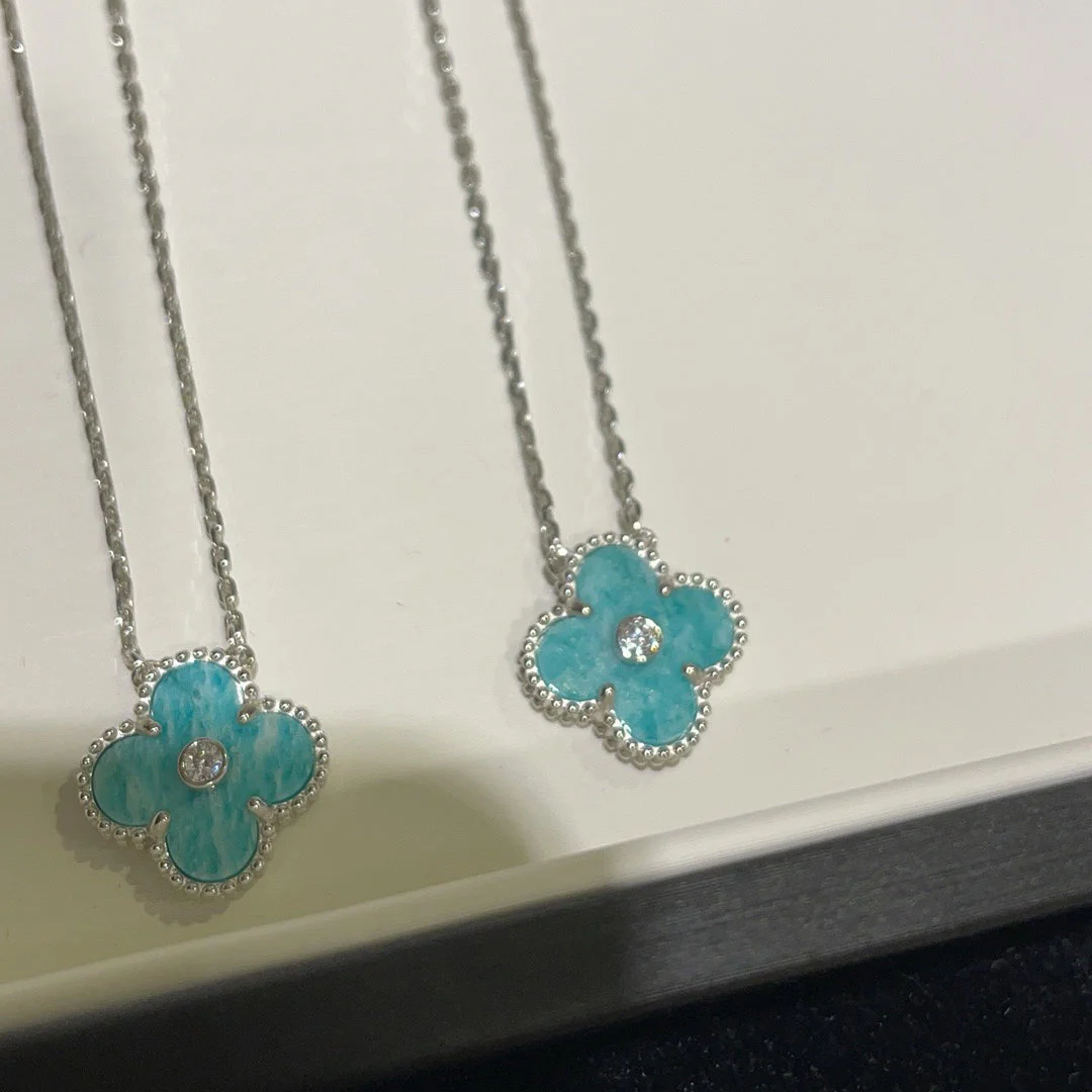[VA]CLOVER 15MM DIAMOND SVRES PORCELAIN  NECKLACE SILVER