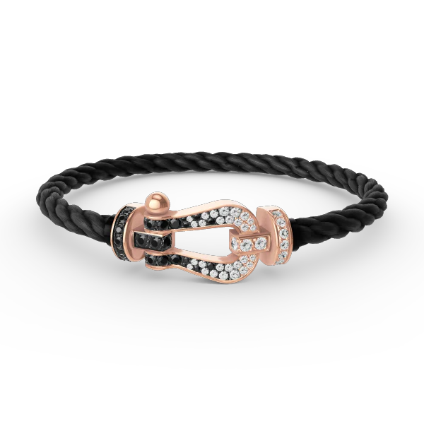 [FE]FORCE LARGE HORSESHOE BLACK WHITE DIAMOND BRACELET ROSE GOLD
