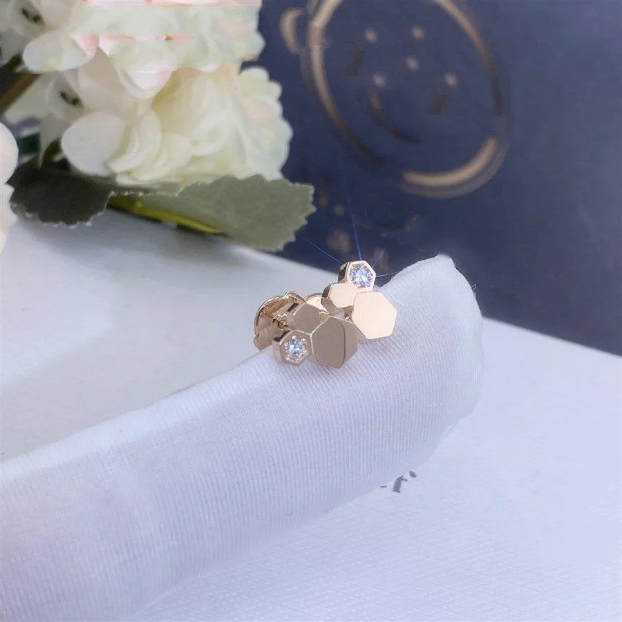 [CH]BEE LOVE PINK GOLD DIAMOND EARRINGS
