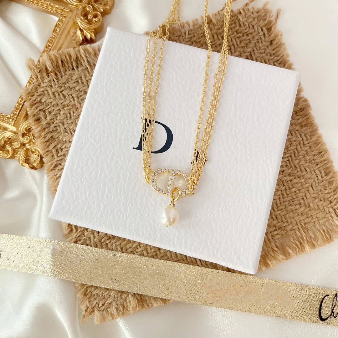 [CD] THREE-LAYER CHAIN CD PEARL NECKLACE