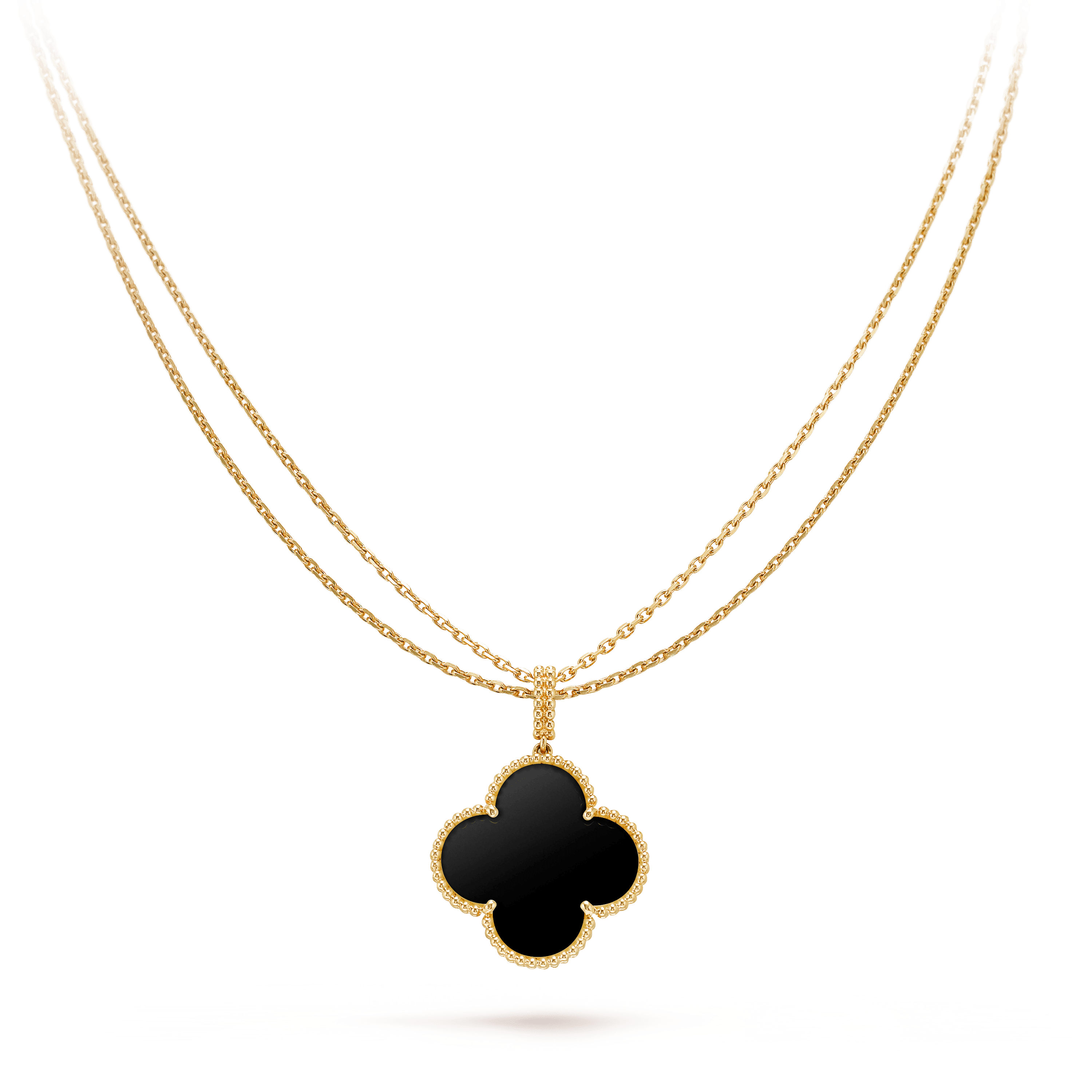 [VA]CLOVER 25MM GOLD ONYX BIG CLOVER NECKLACE