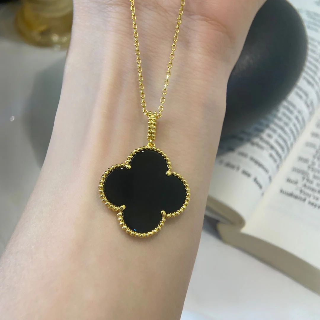 [VA]CLOVER 25MM NECKLACE GOLD ONYX