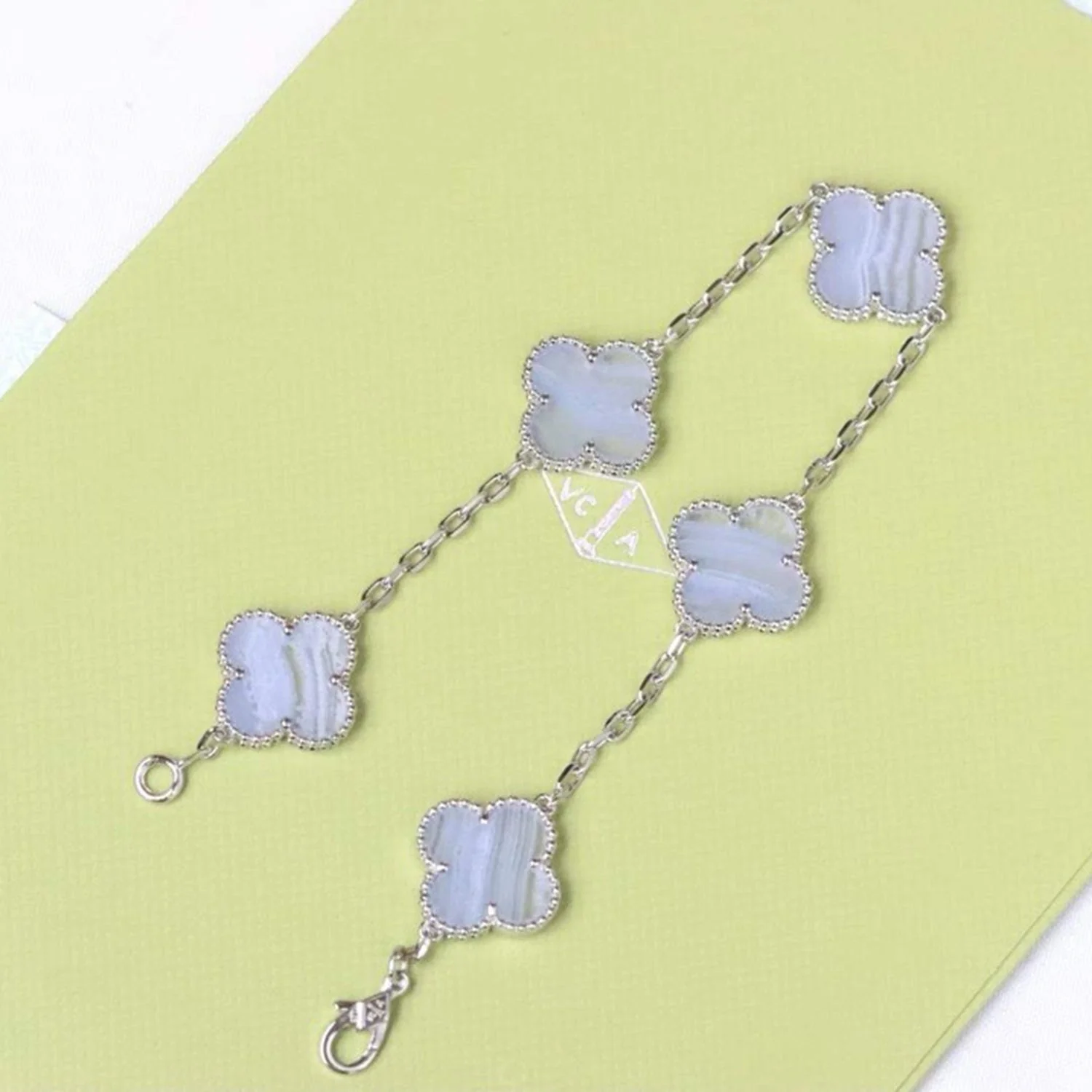 [VA]CLOVER  5 MOTIF PURPLE CHALCEDONY BRACELET SILVER