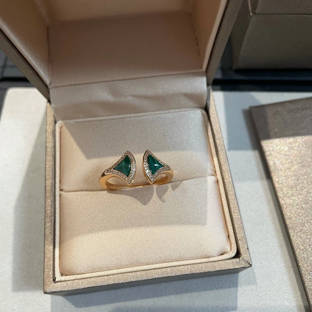 [BV]DREAM MALACHITE DIAMOND OPEN RING
