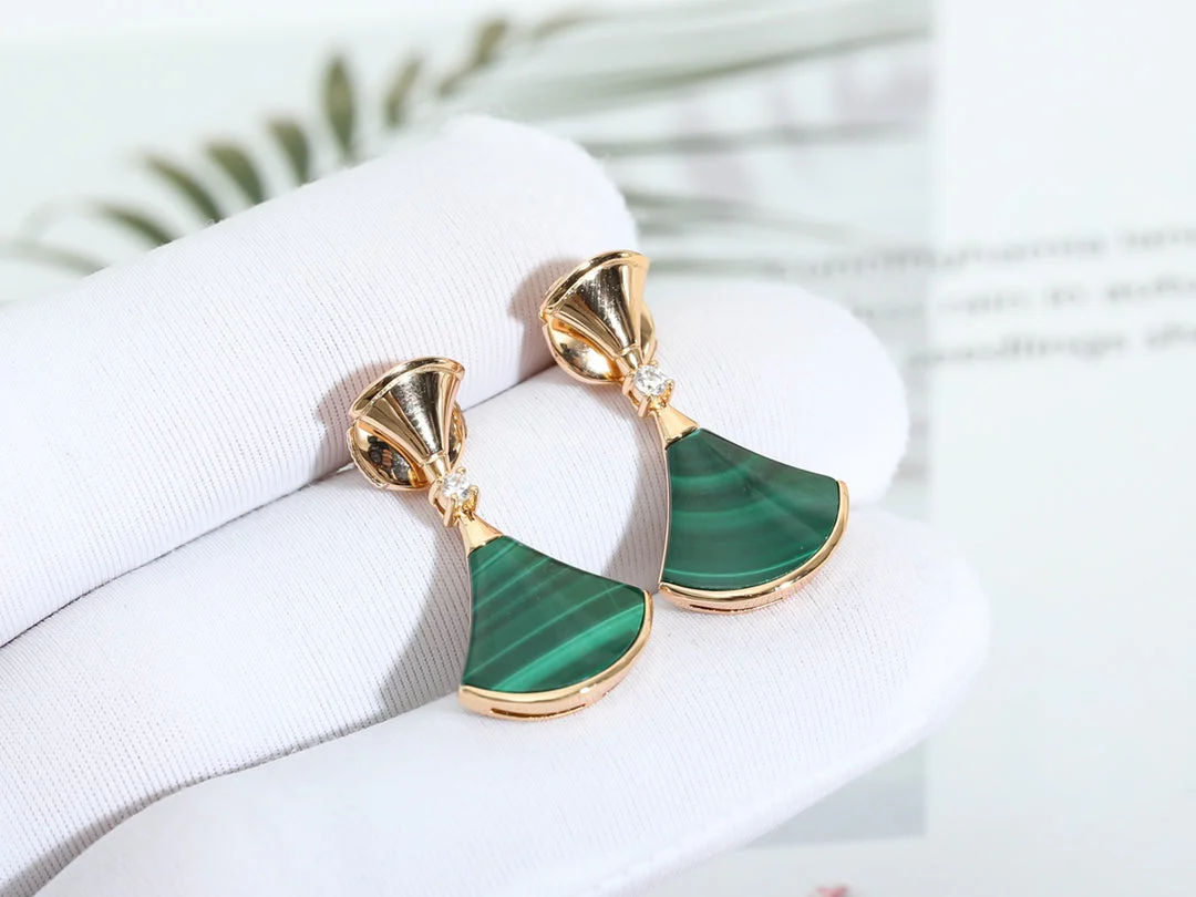 [BV]DREAM MALACHITE PINK GOLD EARRINGS