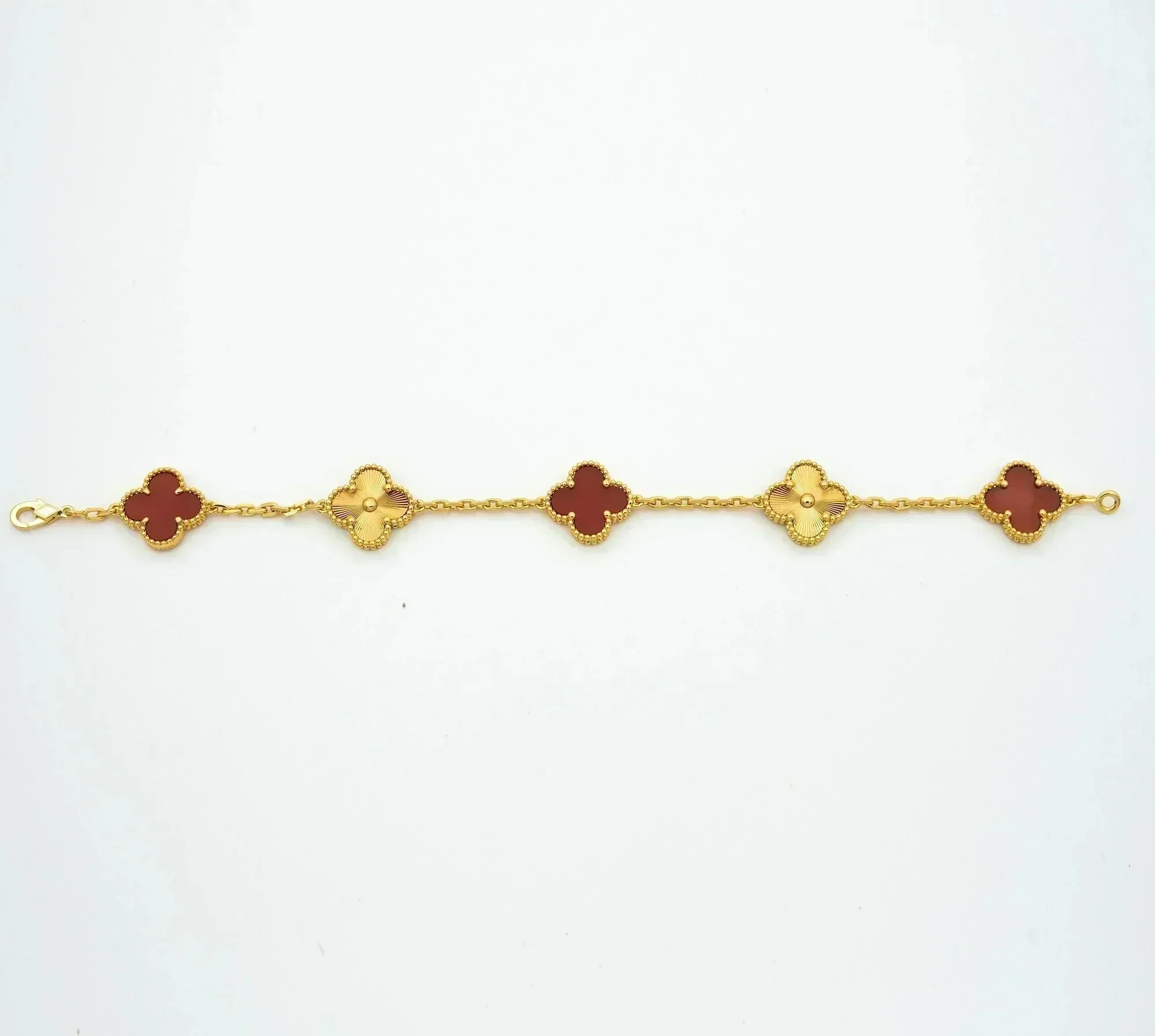 [VA]CLOVER  5 MOTIFS CARNELIAN GOLD BRACELET