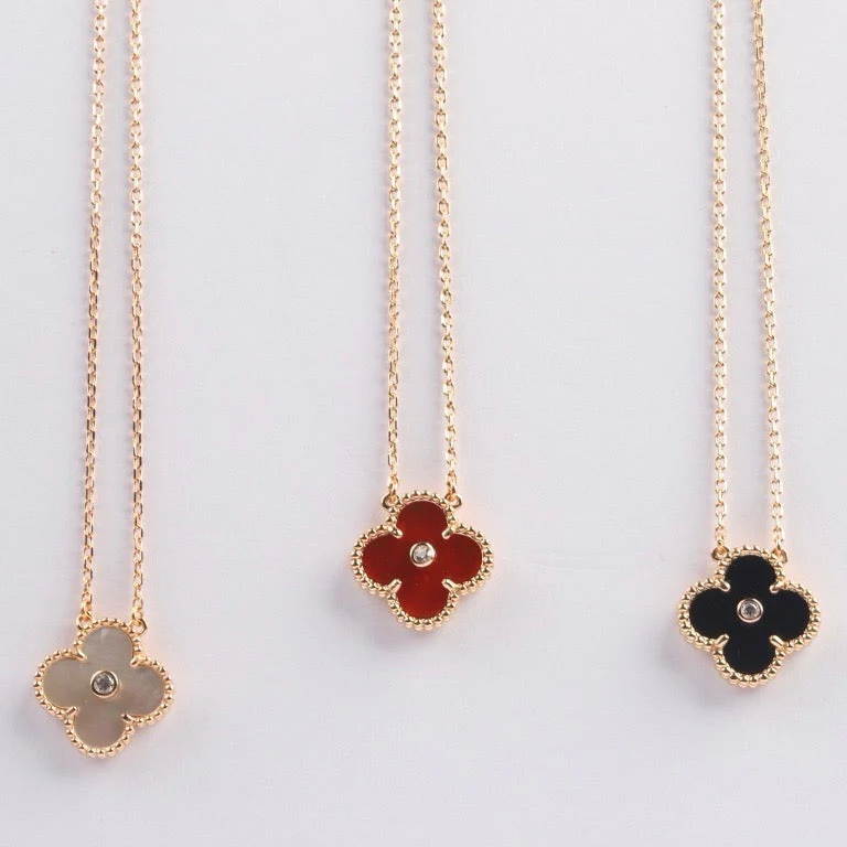 [VA]CLOVER 15MM DIAMOND CARNELIAN NECKLACE