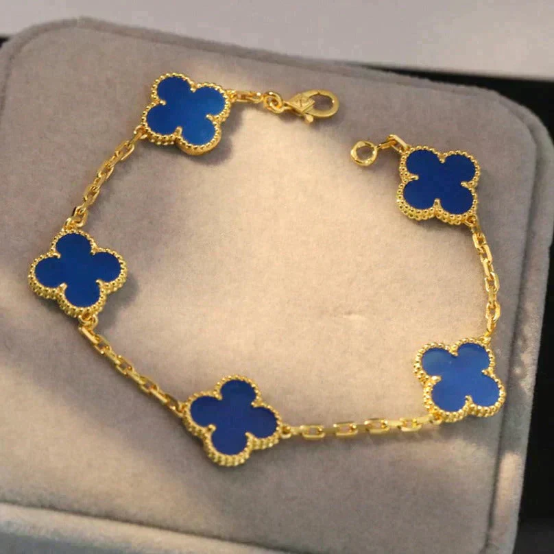[VA]CLOVER 5 MOTIFS BLUE AGATE BRACELET