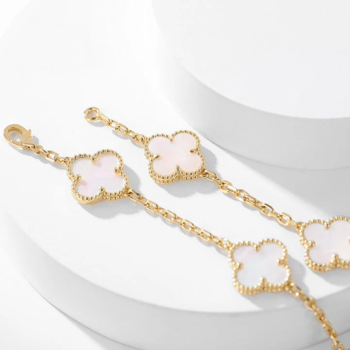 [VA]CLOVER 10 MOTIFS WHITE MOTHER OF PEARL NECKLACE