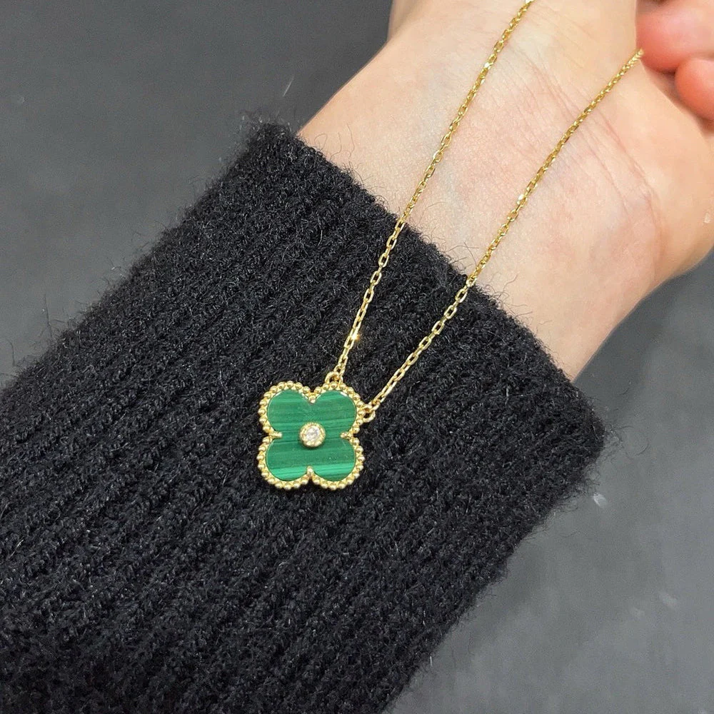 [VA]CLOVER 15MM DIAMOND TURQUOISE NECKLACE
