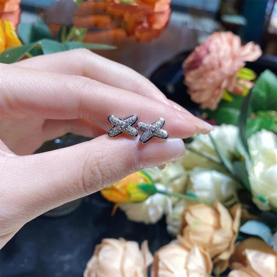 [CH]JEUX DE SILVER DIAMOND EARRINGS