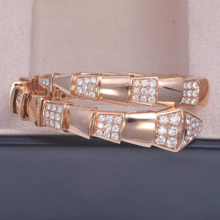 [BV]SERPENTI WIDE BRACELET PINK GOLD DIAMOND
