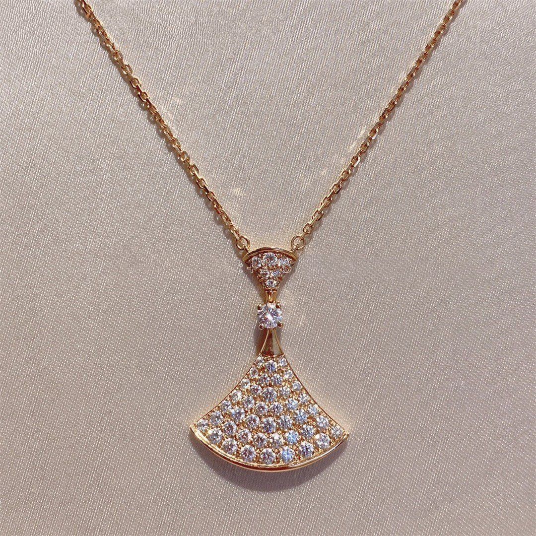 [BV]DREAM NECKLACE PINK GOLD FULL DIAMOND
