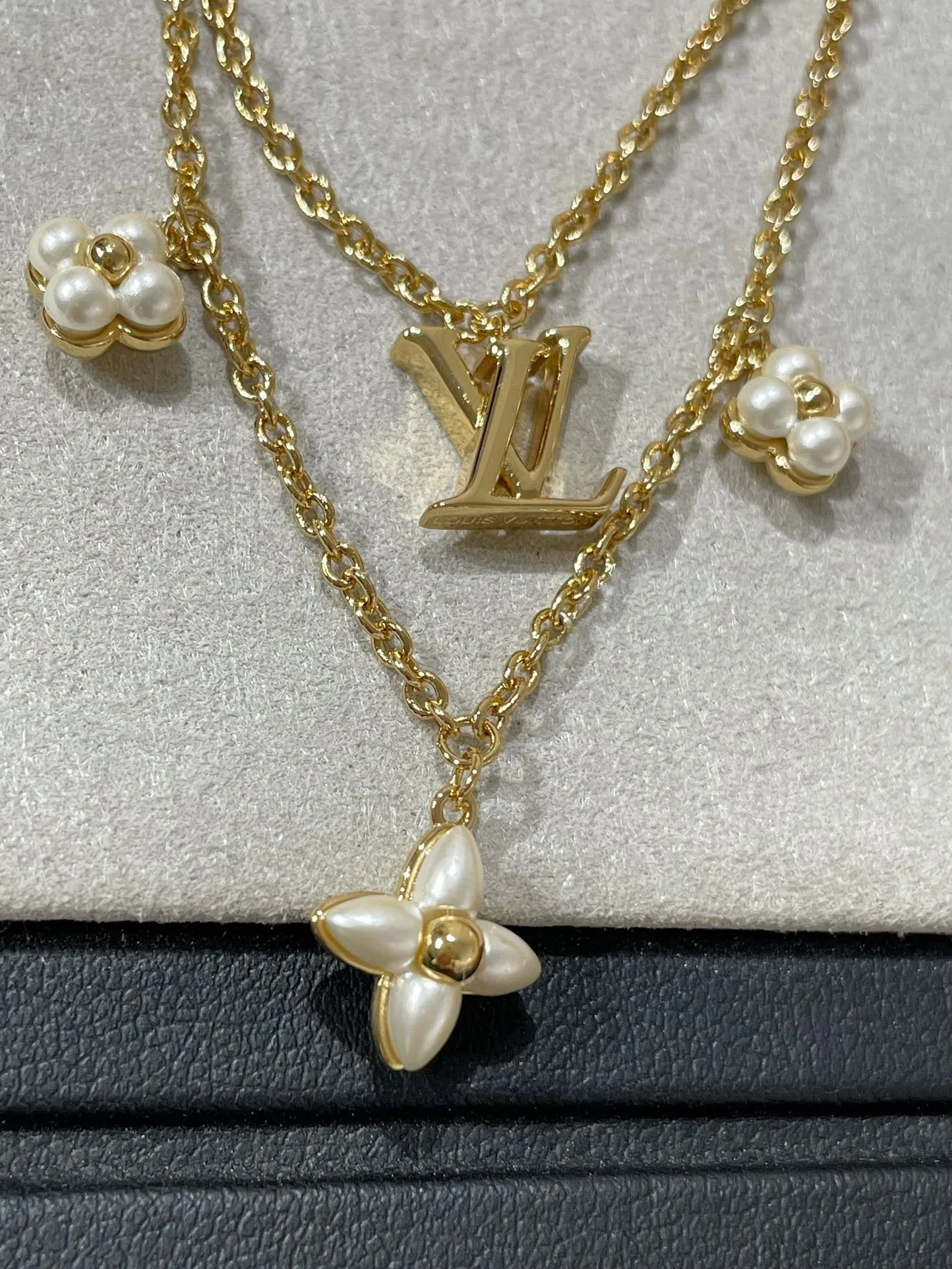 [BV]FLOWERGRAM GOLD MOP DOUBLE ROW NECKLACE