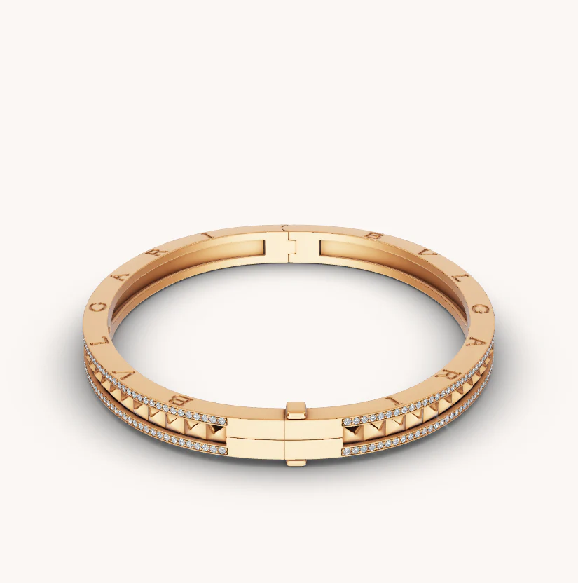 [BV]ZERO 1 SPIRAL AND PAVED DIAMOND GOLD BRACELET