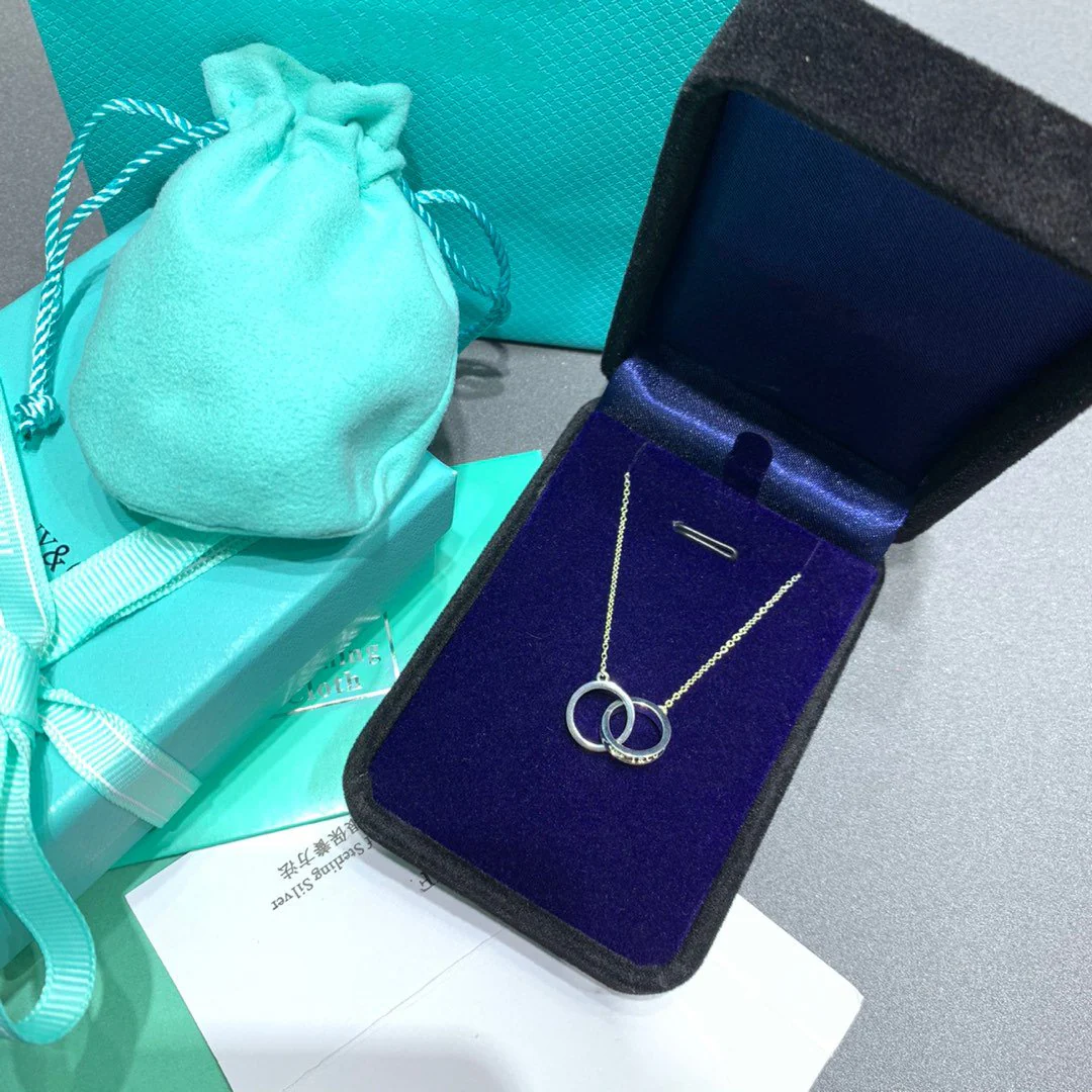 [TF]INTERLOCKING CIRCLES PENDANT SILVER SMALL NECKLACE