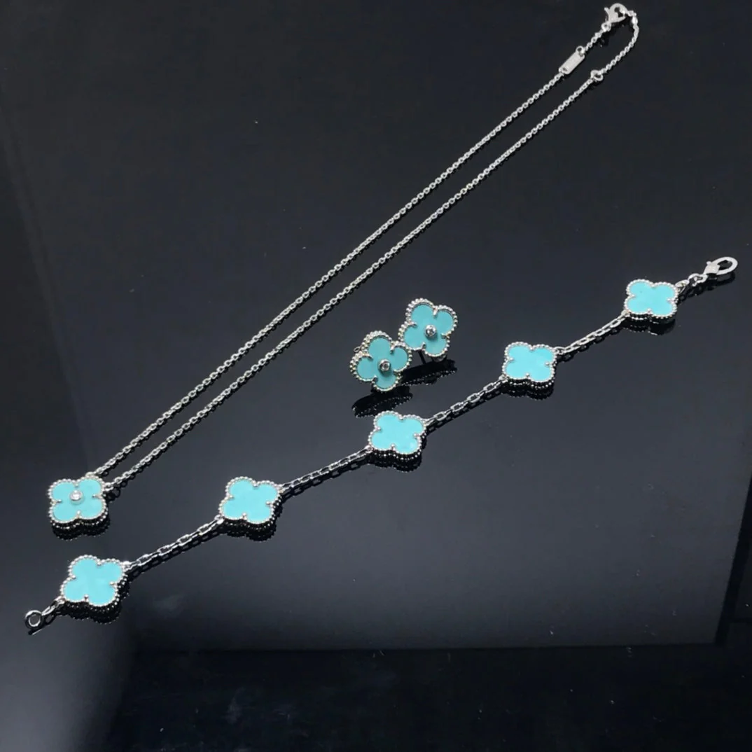 [VA]CLOVER 1 DIAMOND BLUE SKY SILVER EARRINGS