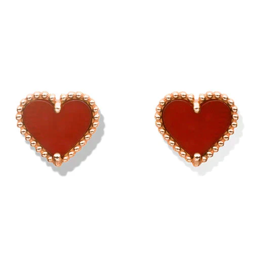 [CT]HEART CARNELIAN STUD EARRINGS