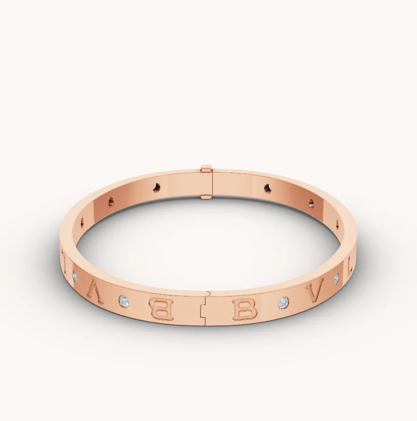 [BV]ZERO 1 PINK GOLD 12 DIAMONDS BRACELET