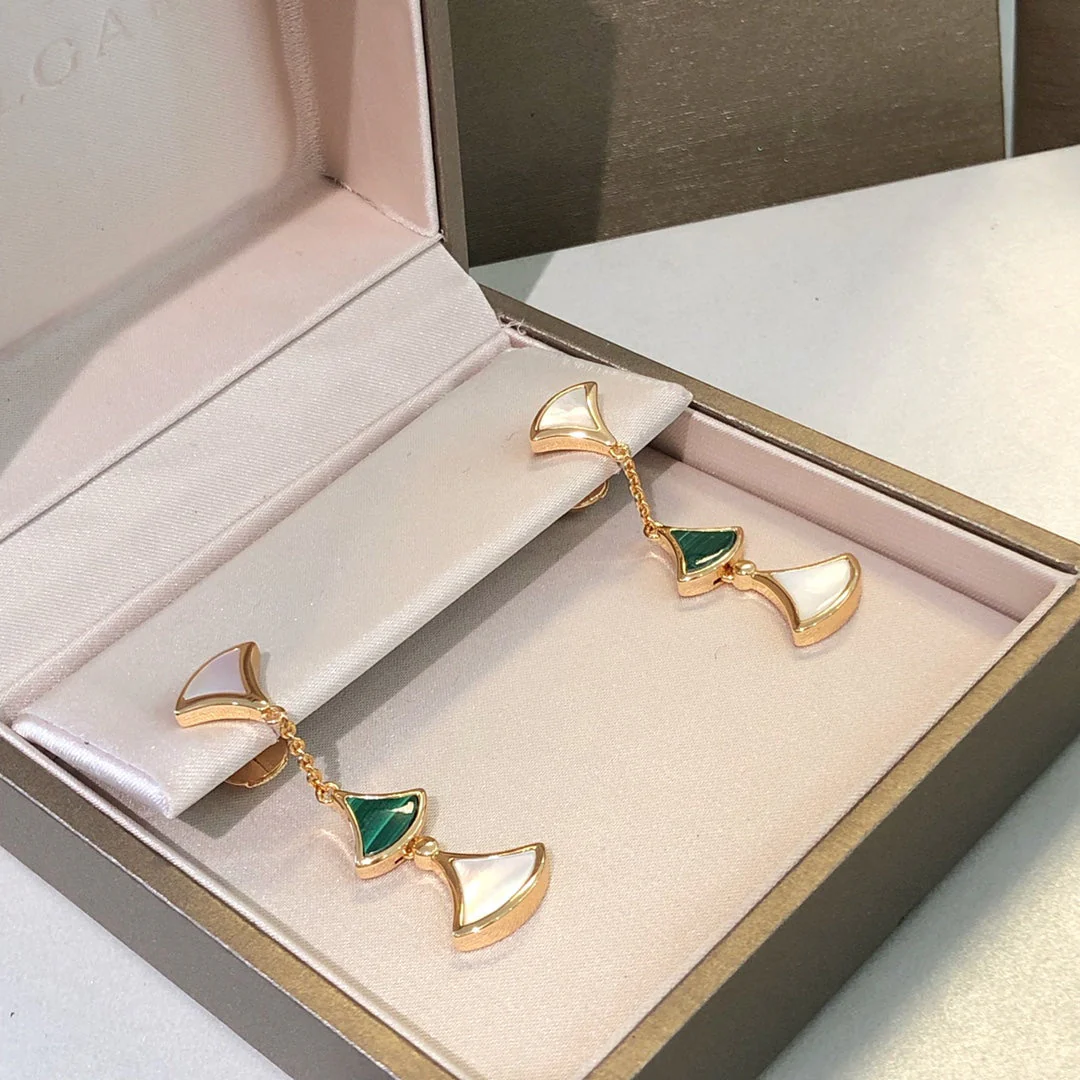 [BV]DREAM EARRINGS 3 MOTIFS MALACHITE MOP PINK GOLD