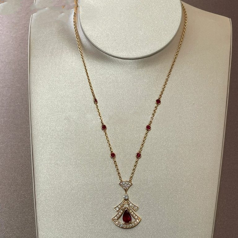 [BV]DREAM NECKLACE CARNELIAN DIAMOND PINK GOLD