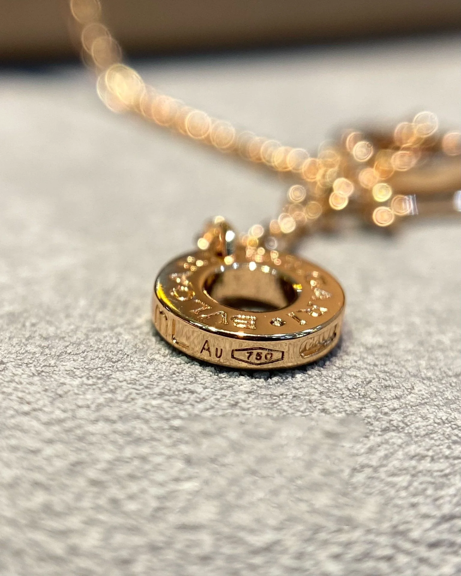 [BV]DREAM MALACHITE DIAMOND PAVED PINK GOLD NECKLACE