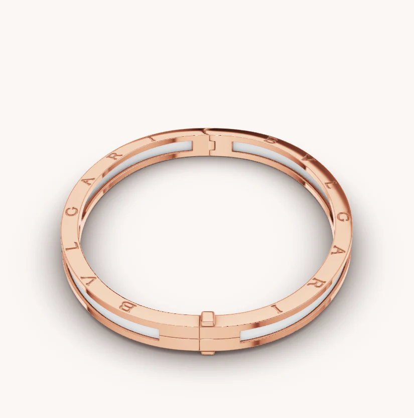 [BV]ZERO 1 PINK GOLD WITH WHITE CERAMIC BRACELET