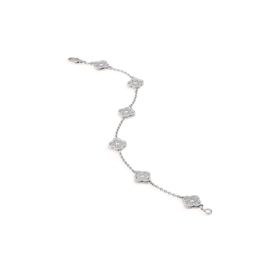 [VA]CLOVER 6 MOTIF SILVER DIAMOND BRACELET