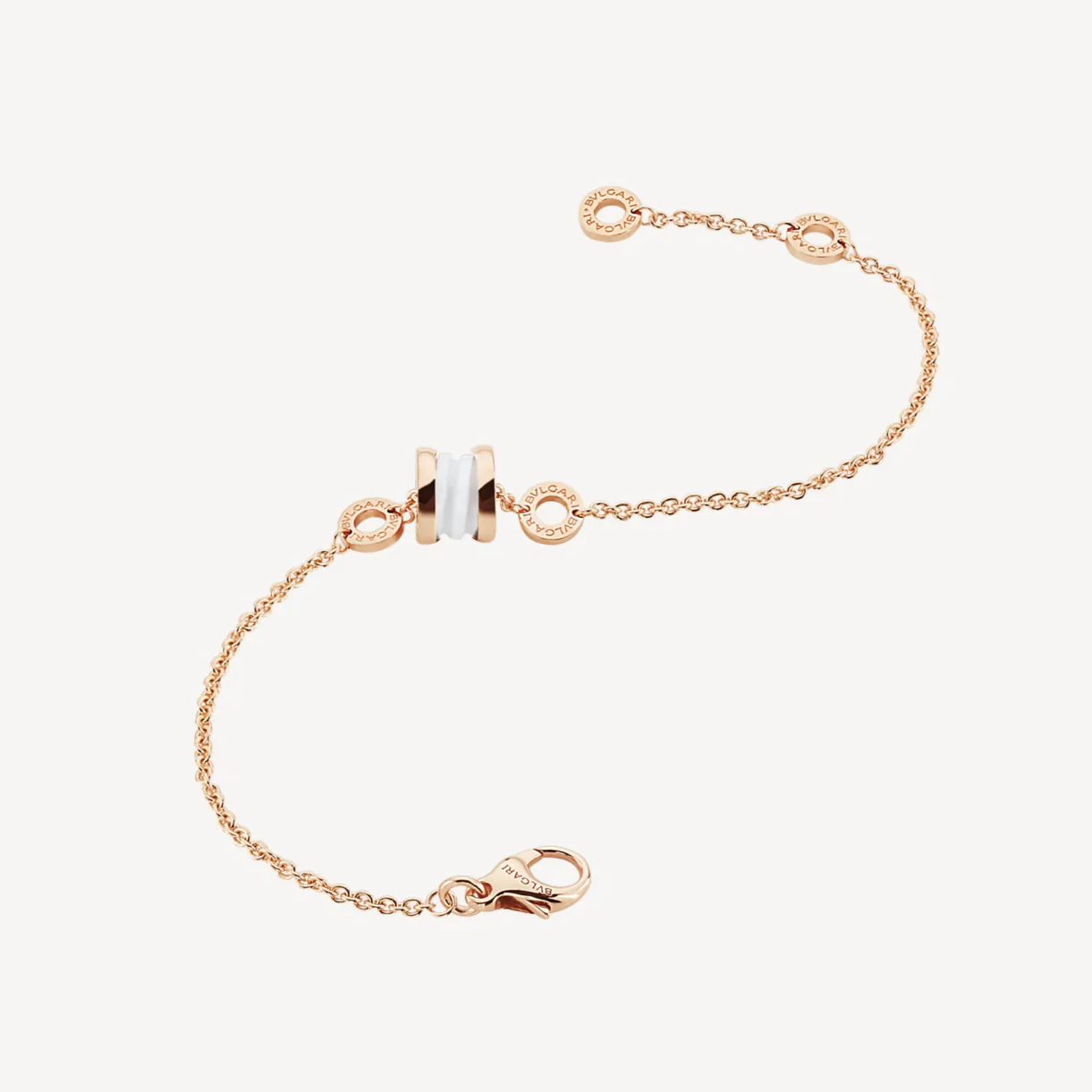 [BV]ZERO 1 SOFT PINK GOLD AND WHITE CERAMIC BRACELET