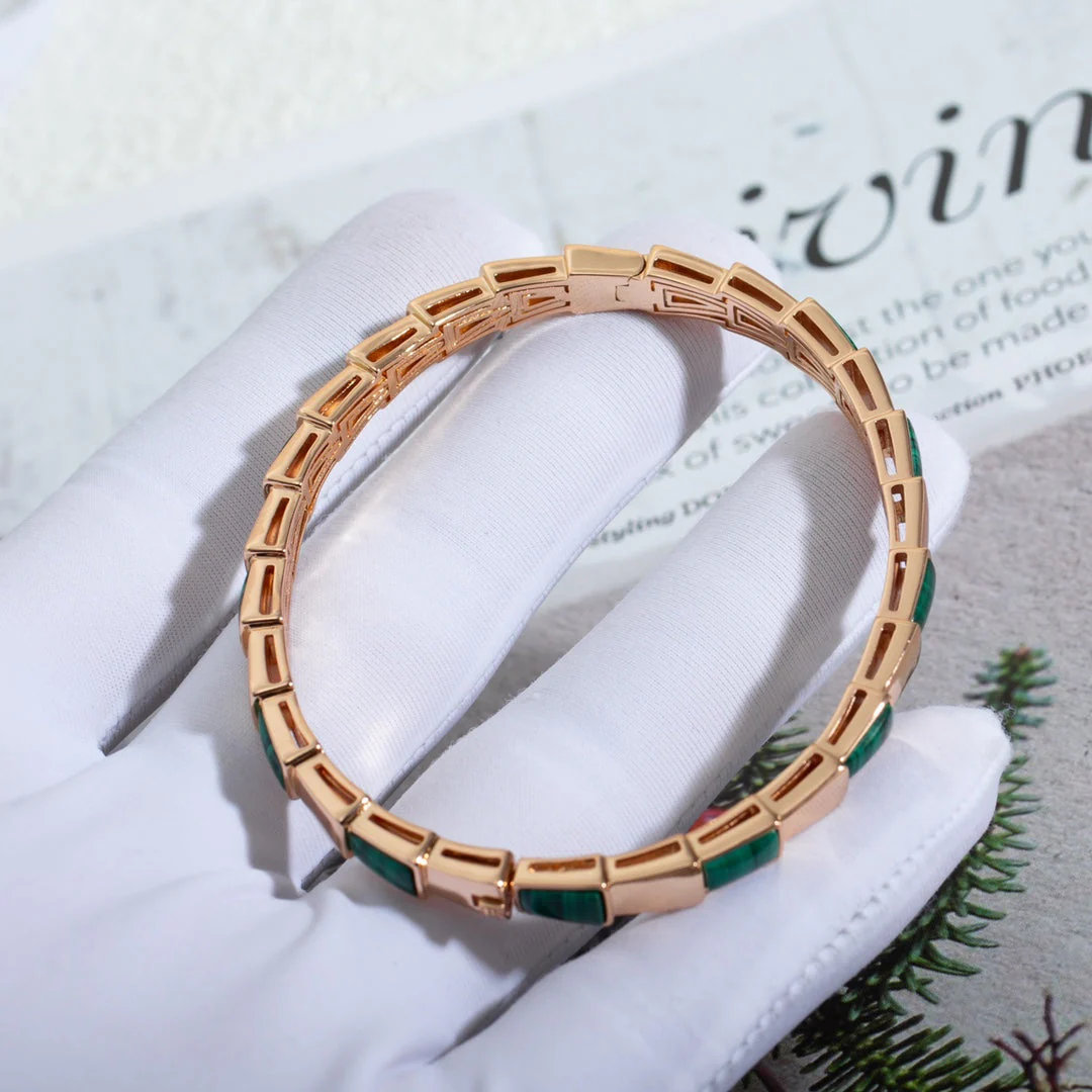 [BV]SERPENTI BRACELET PINK GOLD MALACHITE