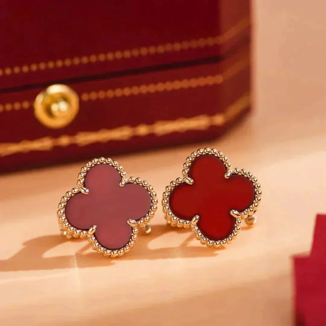 [VA]CLOVER MEDIUM 1 MOTIFS CARNELIAN  EARRINGS